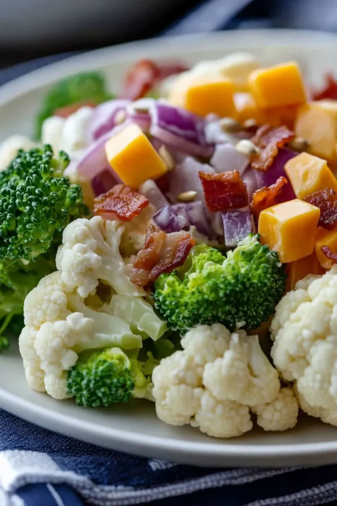 Low Carb Keto Broccoli And Cauliflower Salad