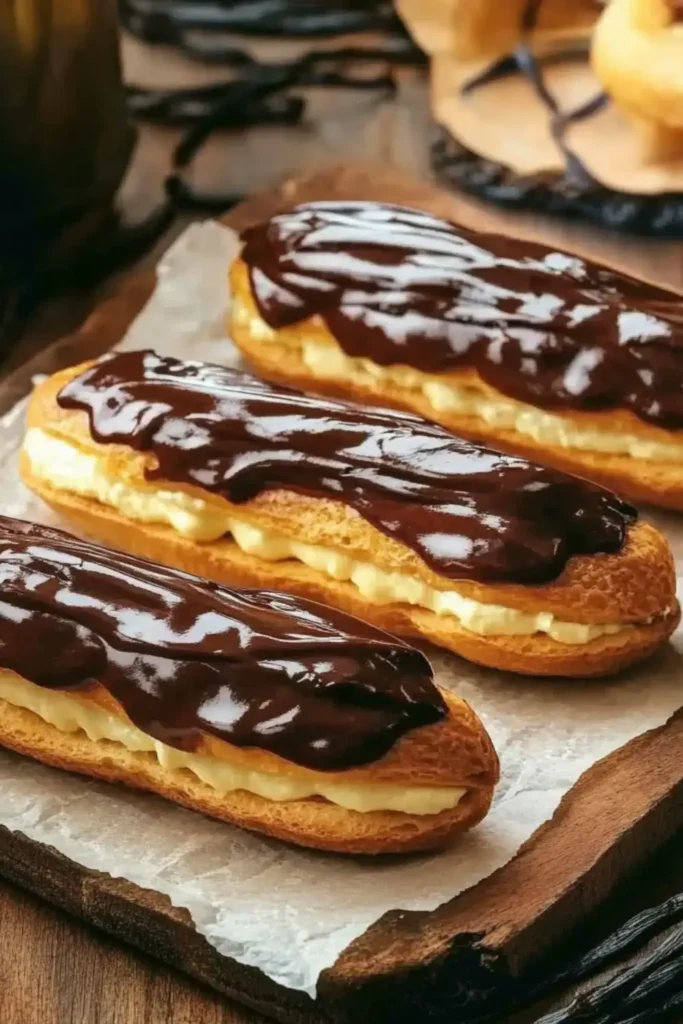 Sugar-Free Éclairs – Keto Choux, Creamy Filling, and a Glossy Chocolate Top