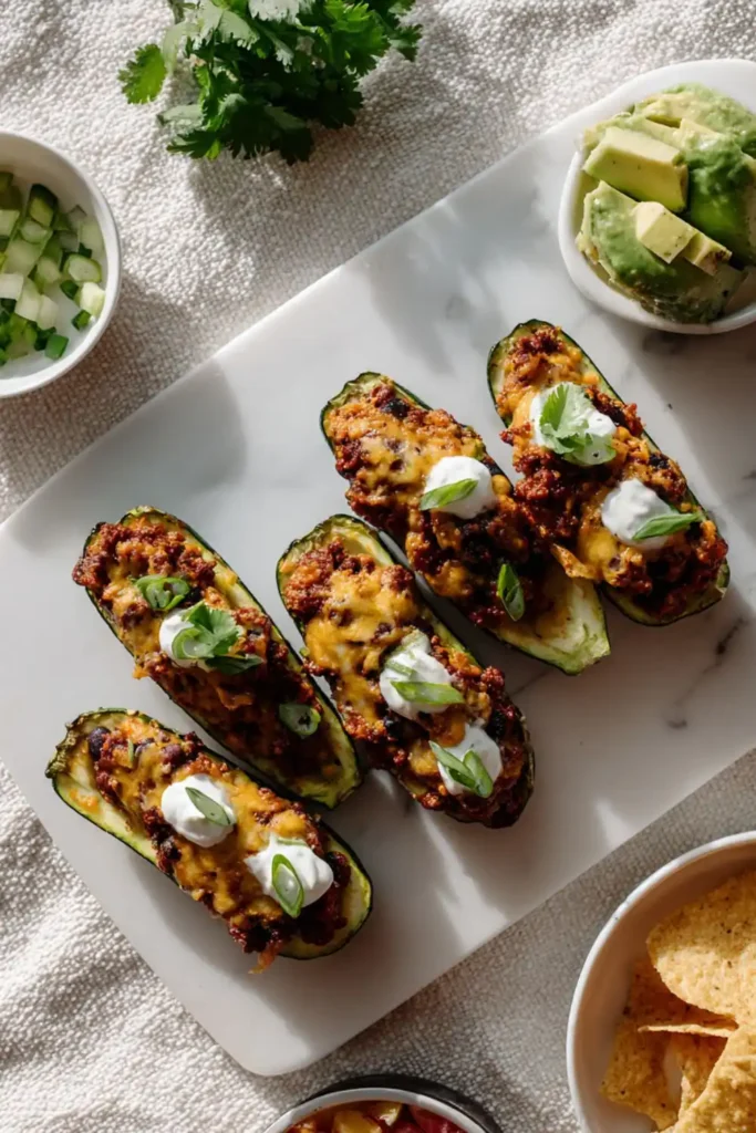 Chili-Stuffed Zucchini Boats Recipe