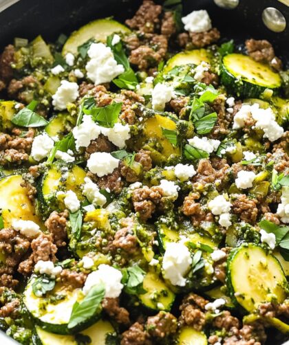 Low Carb Keto Ground Beef Zucchini Skillet