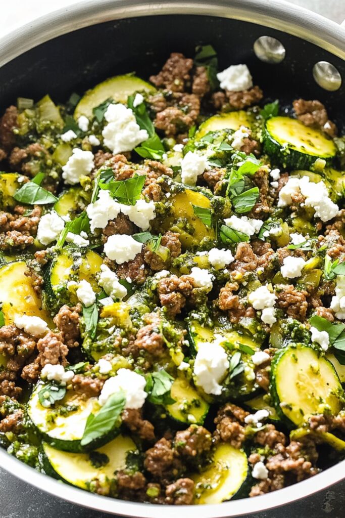 Low Carb Keto Ground Beef Zucchini Skillet