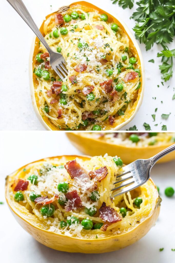 Low Carb Keto Spaghetti Squash Carbonara