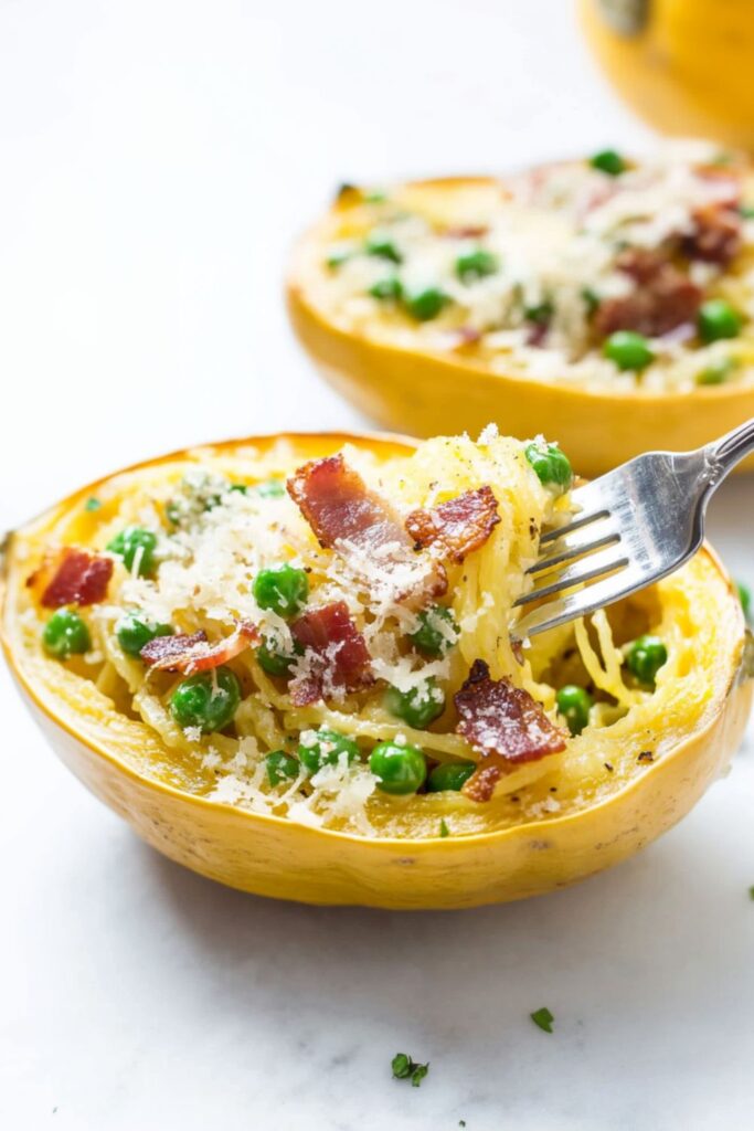 Low Carb Keto Spaghetti Squash Carbonara