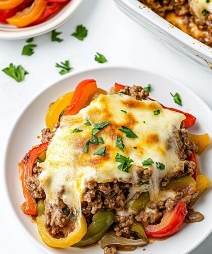 Low Carb Keto Philly Cheesesteak Casserole