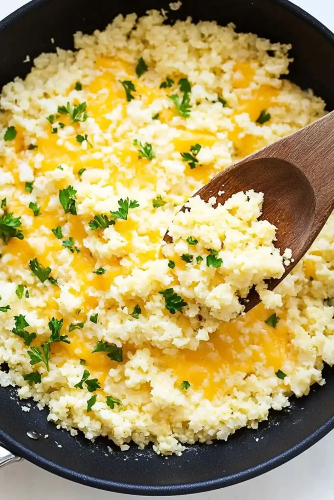 Low Carb Keto Cheesy Cauliflower Rice