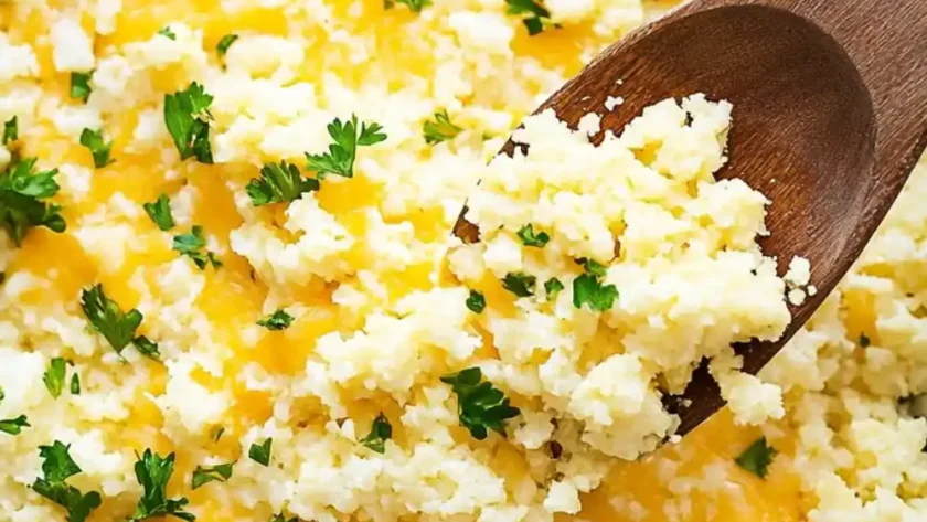 Low Carb Keto Cheesy Cauliflower Rice