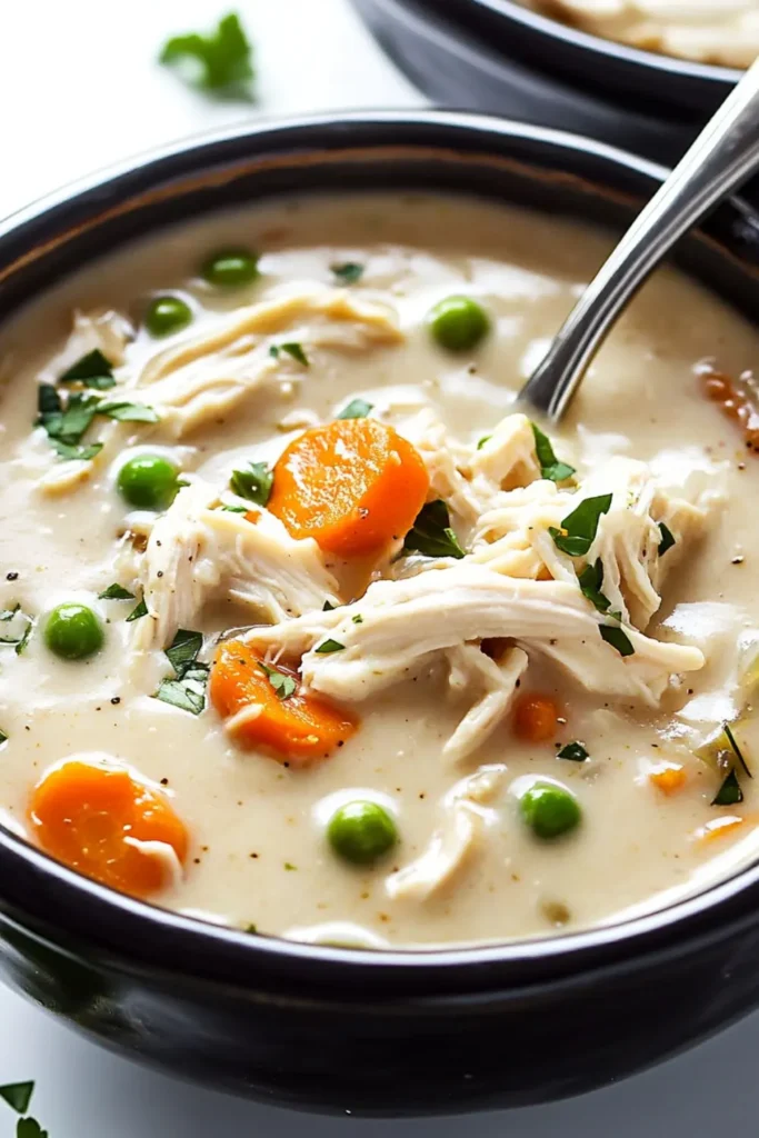 Low Carb Keto Slow Cooker Chicken Pot Pie Soup