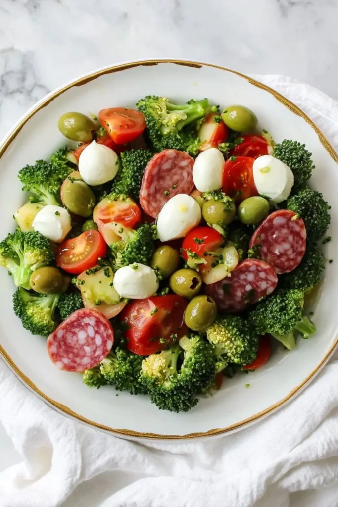 Low Carb Keto Antipasto Salad With Broccoli