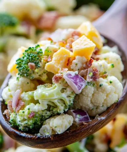 Low Carb Keto Broccoli And Cauliflower Salad