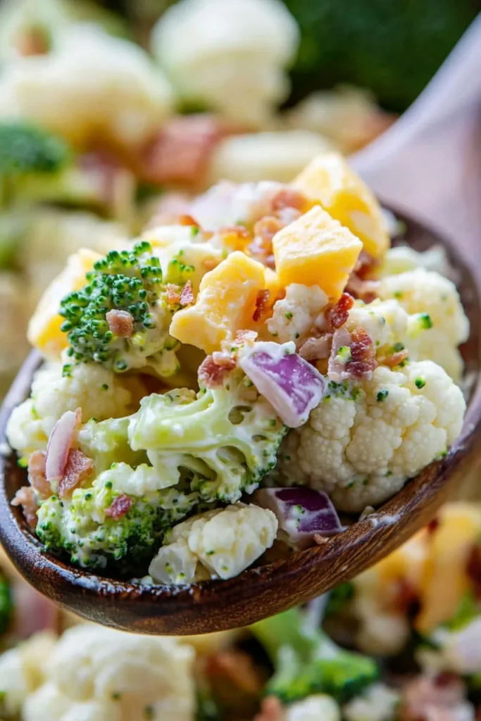Low Carb Keto Broccoli And Cauliflower Salad