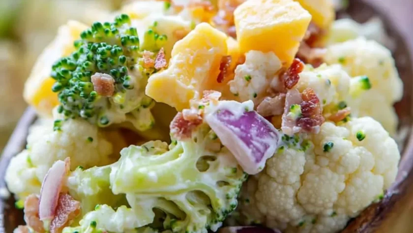 Low Carb Keto Broccoli And Cauliflower Salad