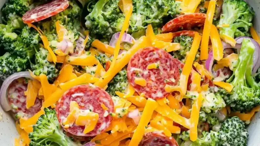 Low Carb Keto Broccoli Pepperoni Salad (2)