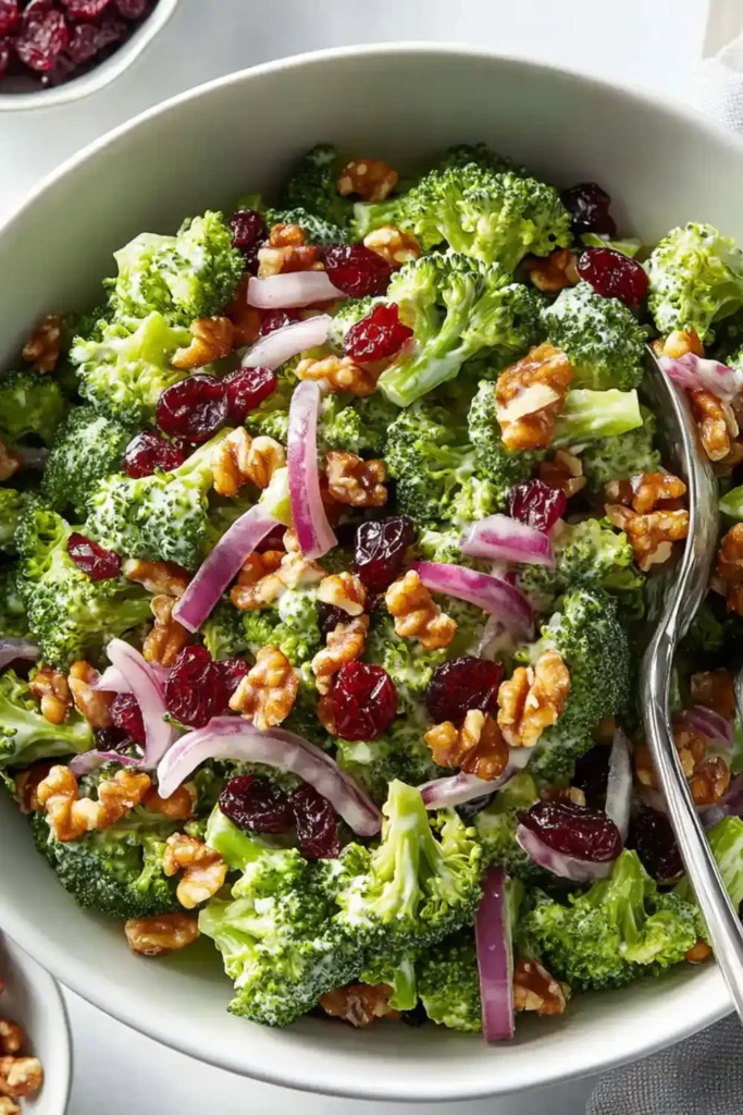 Low Carb Keto Broccoli Salad With Cranberries