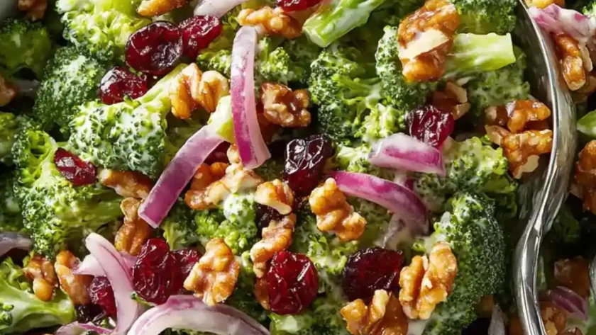 Low Carb Keto Broccoli Salad With Cranberries