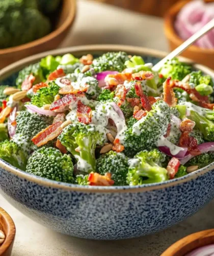 Low Carb Keto Broccoli Salad With Greek Yogurt