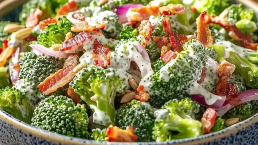 Low Carb Keto Broccoli Salad With Greek Yogurt