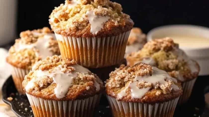 Sugar-Free Cinnamon Muffins – Fluffy, Spiced, and Glazed Just Right