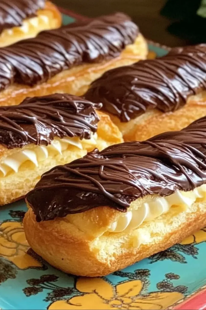 Sugar-Free Éclairs – Keto Choux, Creamy Filling, and a Glossy Chocolate Top