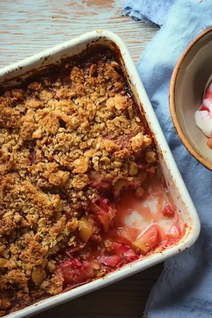 Sugar-Free Rhubarb Crisp – Tart, Toasty, and Summer-Friendly Without the Sugar Crash