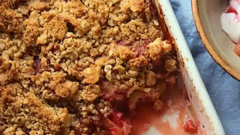 Sugar-Free Rhubarb Crisp – Tart, Toasty, and Summer-Friendly Without the Sugar Crash