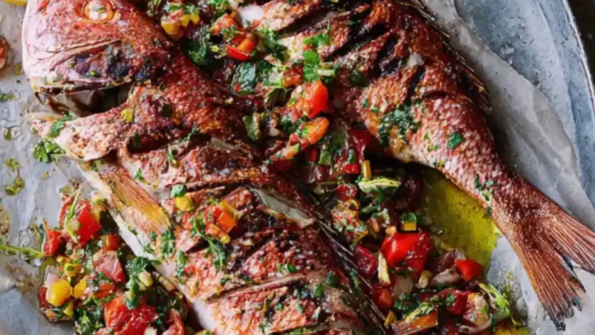 Jamie Oliver Barbecued Red Mullet with a Hot Salsa