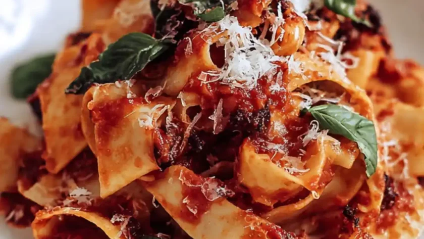 Jamie Oliver Cheat’s Homemade Pappardelle with Quick Tomato Sauce