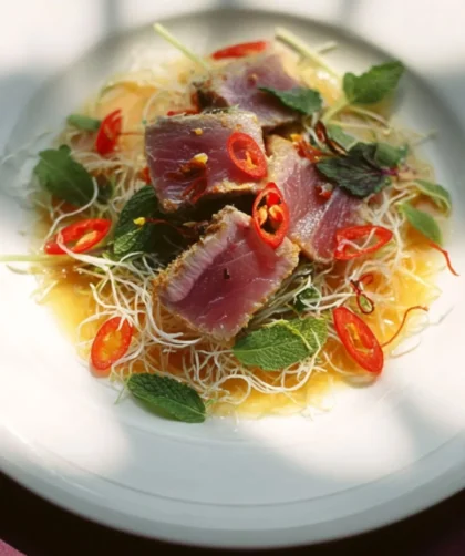 Jamie Oliver Citrus-Seared Tuna with Crispy Noodles
