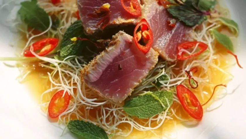 Jamie Oliver Citrus-Seared Tuna with Crispy Noodles