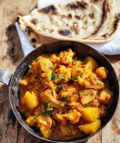 Jamie Oliver Potato & Cauliflower Curry with Parathas