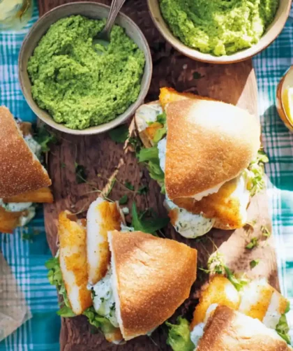 Jamie Oliver The Best Fish Baps with Mushy Peas & Tartare Sauce