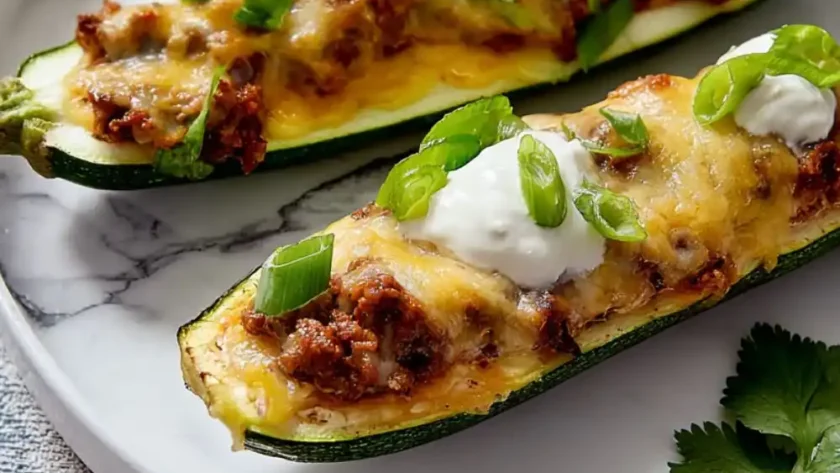 Chili-Stuffed Zucchini Boats Recipe